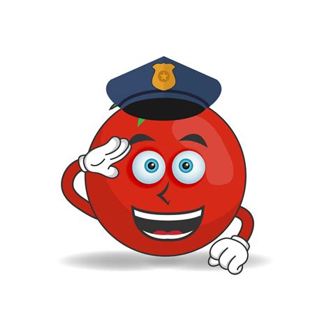 The Tomato Mascot Character Becomes A Policeman Vector Illustration