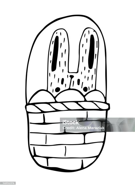 Cute Rabbit In A Basket With Easter Eggs Cute Easter Bunny Isolated On White Background