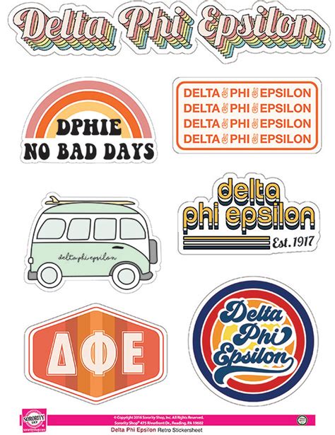 Delta Phi Epsilon Retro Sticker Sheet Sororityshop