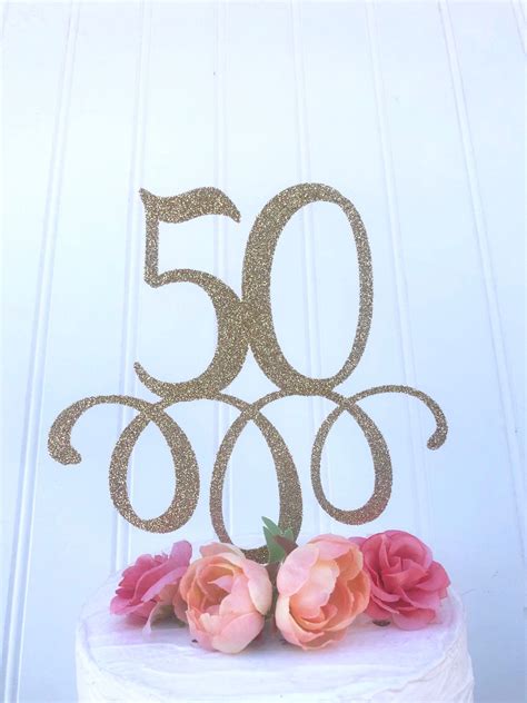 Glitter 50 Cake Topper Fifty 50th Birthday 50 Birthday Pick