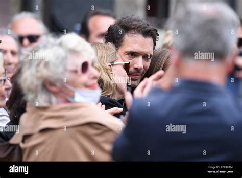 Joelle Bercot Nicolas Bedos And Victoria Bedos During The Funeral