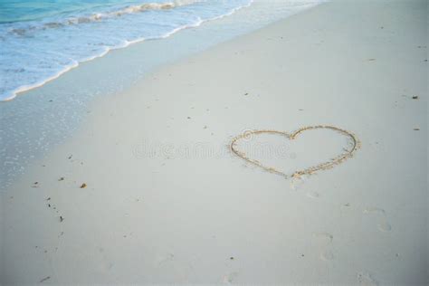 Heart Painted In White Sand On A Tropical Beach Stock Image Image Of