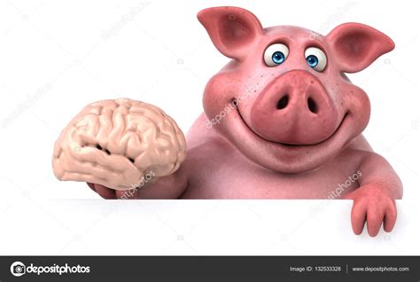 Cartoon Character Holding Brain Stock Photo Julos