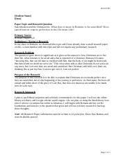 Research Project Research Plan Michael Frazier Docx RLGN 301 Student