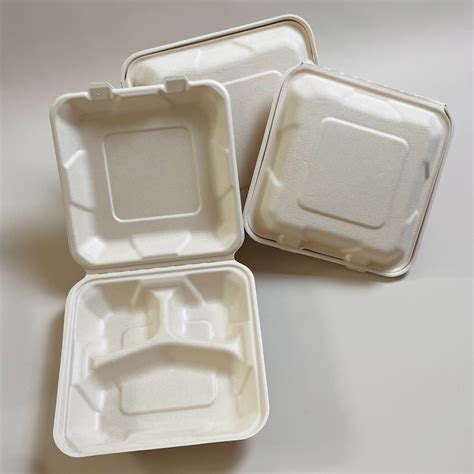 Biodegradable Disposable Surgarcane Bagasse Pulp 8 3 Compartment Box