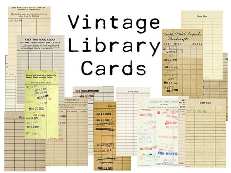 Digital Vintage Library Card Ephemera In 2020 Library Card Vintage