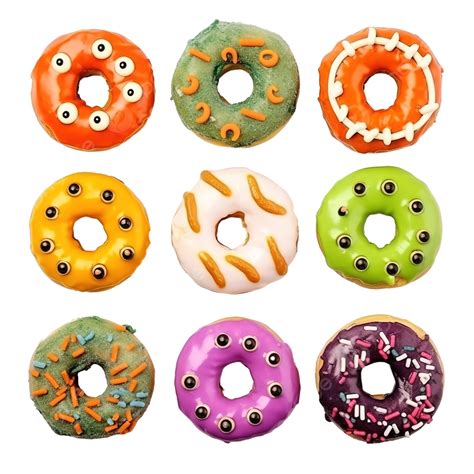 Ideias Para Guloseimas Infantis No Halloween Png Donuts Coloridos Em Forma De Monstros Comida