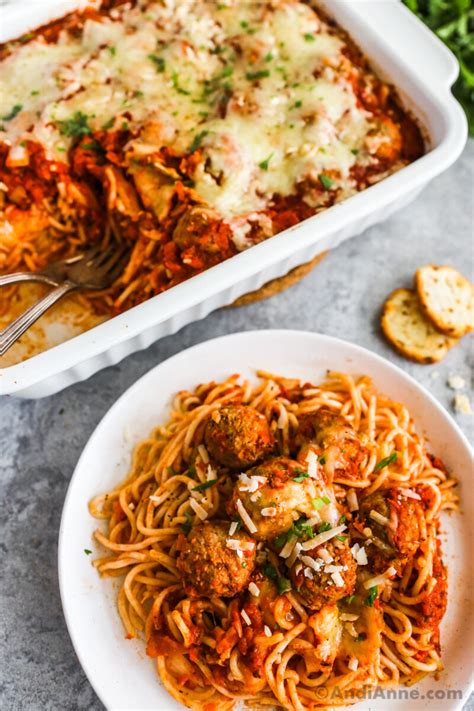 Easy Spaghetti Meatballs Casserole