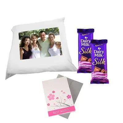 Order Send Personalized Cushion With Cadbury Silk And Card Online