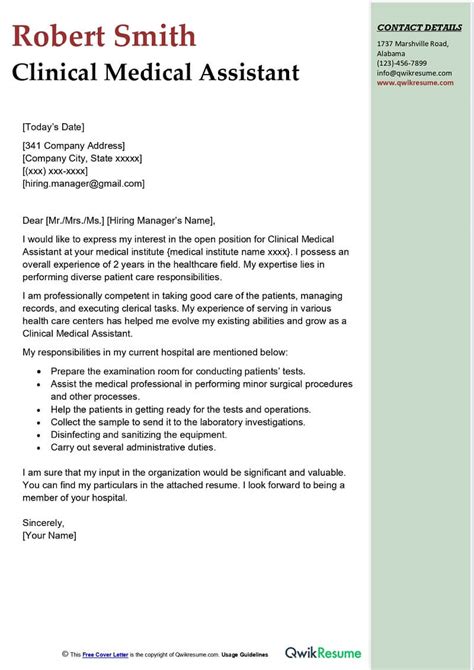 Cover Letter Examples Medical Assistant at Vivian Nelson blog
