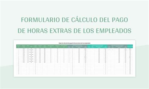 Plantilla De Excel Formulario De C Lculo Del Pago De Horas Extras De