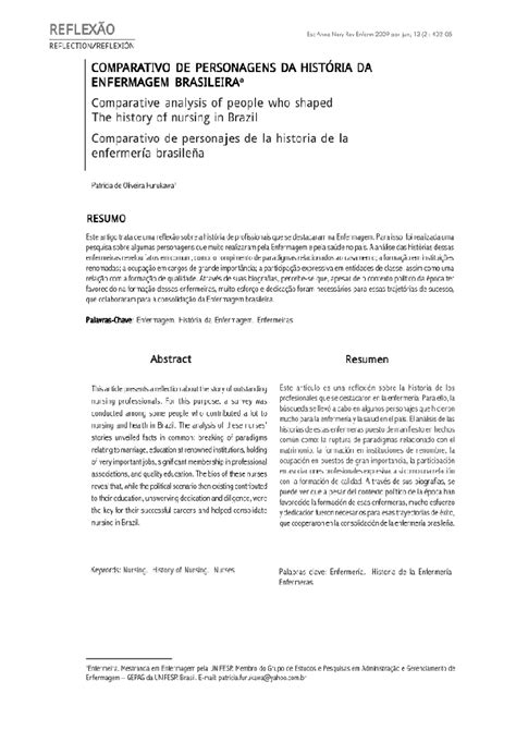 Comparativo De Personagens Da História Da Enfermagem Brasileira Iberoteca