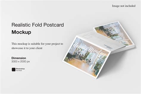 Realistic Fold Postcard Mockup - Design Cuts