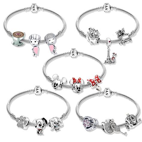 Pulseira Pandora Disney Berloques Minnie Mickey Mouse De Prata