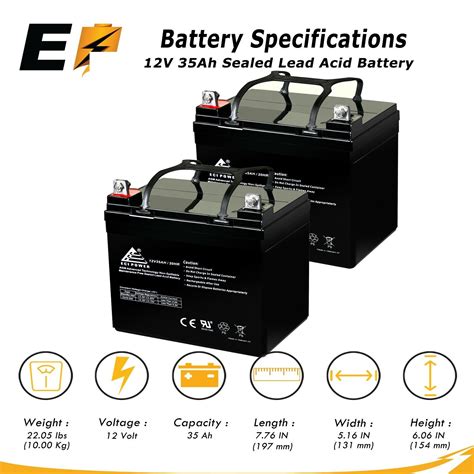 2 X 12v 35ah Pride Mobility Jazzy Select Gt Replacement Battery 2 Pack Ebay