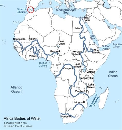 Bodies Of Water In Africa Map