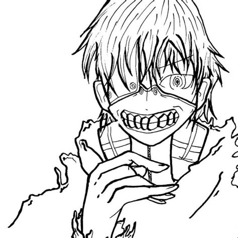 Coloriage Ken Kaneki Portant Son Masque Dessin Gratuit Imprimer