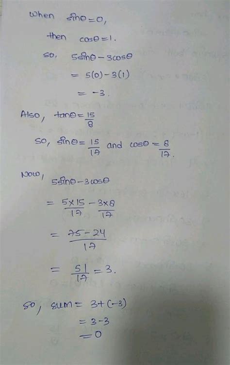 Integer Type If 3 Sin Theta 5 Cos Theta 5 Then The Of All The