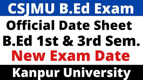 B Ed CSJM Official New Date Sheet B Ed Exam Csjmu Kanpur