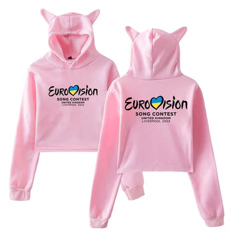 Eurovision Merch Pullover Cat Ears Hoodie Long Sleeve Sweatshirt