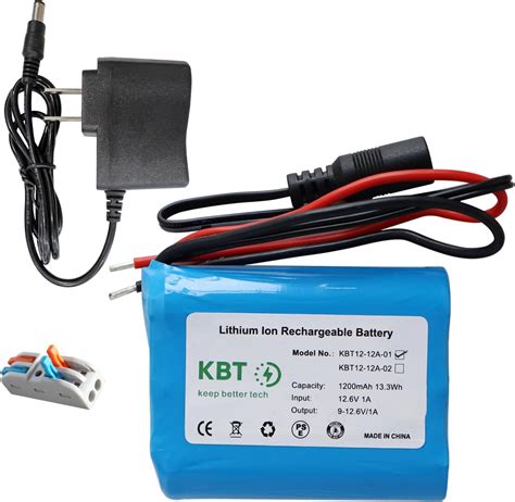 KBT Batería recargable de iones de litio de 12 V 1200 mAh cable