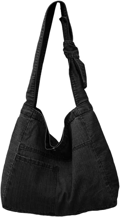 Kukuzhu Unisex Denim Shoulder Bag Canvas Crossbody Bag For Women Men