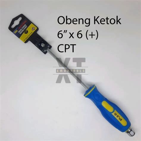 Jual Obeng Tembus Gagang Karet Plus Min Ketok Gedor 6 Inchi CPT