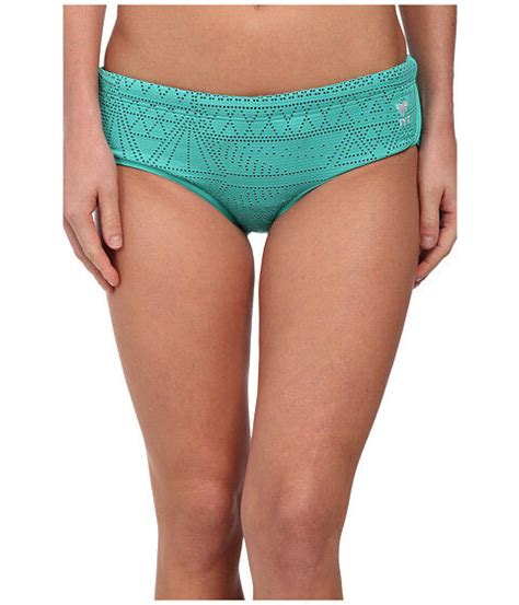 Tyr Topaz Mesh Binded Hipkini Bikini Swim Bottoms Turquoise Blue Small