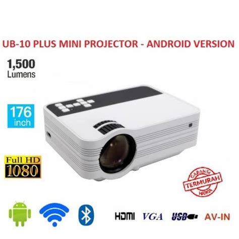 Jual Mini Lcd Projector Wifi Bluetooth Android 6 0 UB 10 1500 Lumens