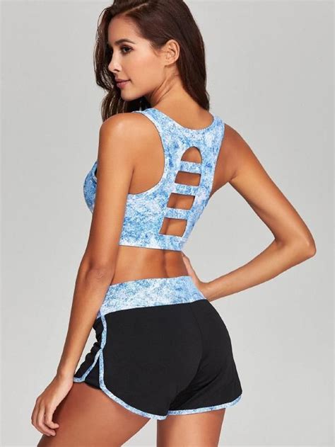 Racerback Sports Bra And Shorts Set Shein Sheinside Racerback