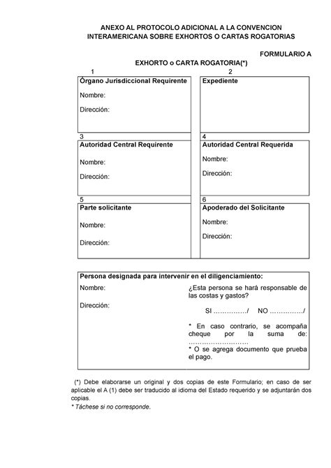 Formularios Anexo Al Protocolo Adicional A La Convencion Interamericana