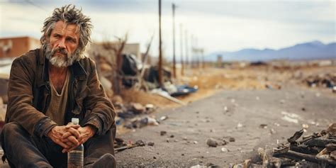 Premium Ai Image Homeless Man On The Street Generative Ai