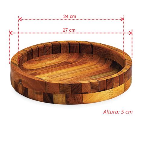 Gamela de Madeira para Churrasco Rústica Redonda 27 cm Elo7