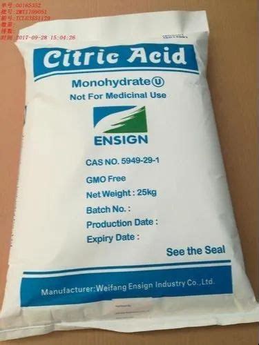 Powder Citric Acid Monohydrate Packaging Size 25 Kg Packaging Type Bag At Rs 80 Kilogram In