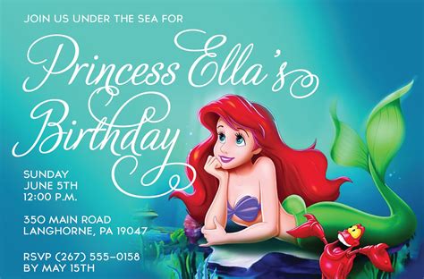 Little Mermaid Free Printable Birthday Invitations