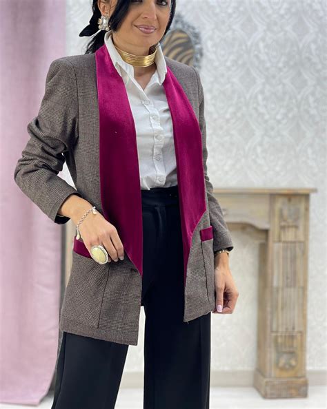 Chaqueta Burdeos Mod Solapa Boutique Fasion Rouse