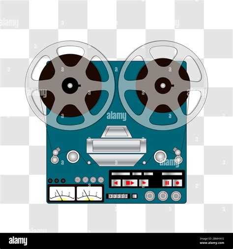 Reel To Reel Tape Recorder Vector Illustration On A Checkered