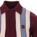 Trojan Records S Mod Dobby Stripe Knit Polo Top Port