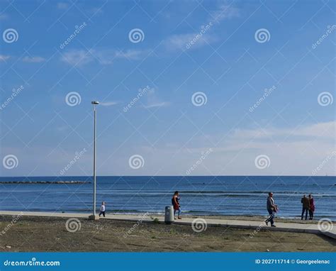 Peaceful Afternoon By The Sea At Oroklini Beach In Larnaca District Of