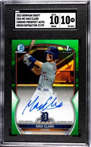 Max Clark Bowman Chrome Draft Auto Green Refractor Sgc