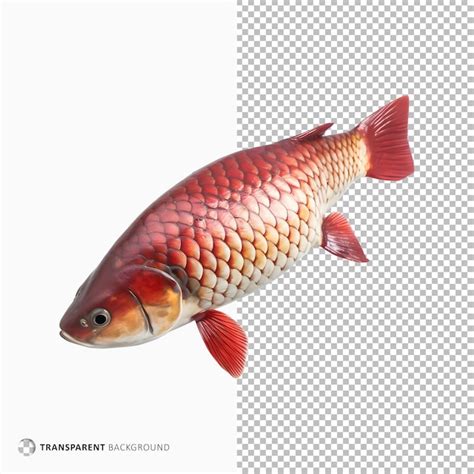 Peixe aruanã vermelho isolado em fundo transparente PSD Premium