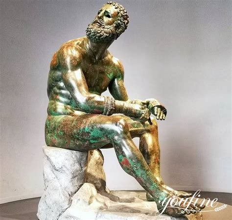 Bronze Greek Athletes Statue Ancient Famous Boxer At Rest Art BOK1 213