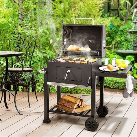 Costway Charcoal Grill Outdoor Bbq Smoker Side Table Patio Picnic Backyard Cook Portable