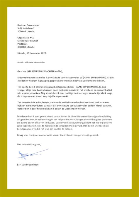 Voorbeeld Sollicitatiebrief Vakkenvuller Sollicitatiebrieven Brief Lidl