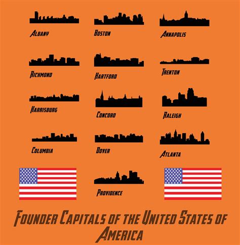 The Capitals of the United States of America 48 city silhouette 2429247 ...