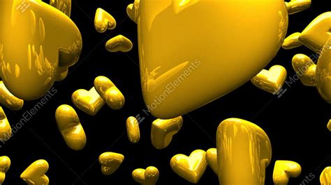 Yellow Hearts On Black Background Stock Animation 10640336