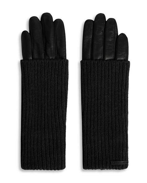 Allsaints Long Knit Cuff Leather Gloves Bloomingdales