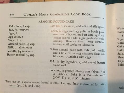 Almond Pound Cake From Woman S Home Companion Cook Book Circa