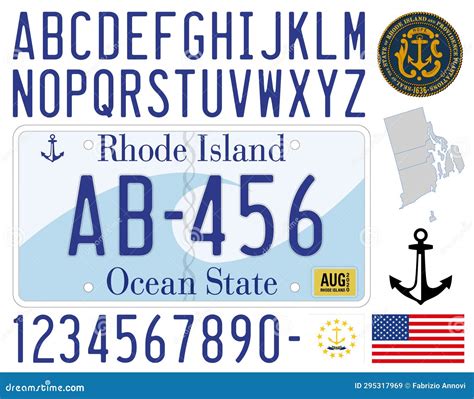 Rhode Island Us State Car License Plate Pattern Usa Stock Vector