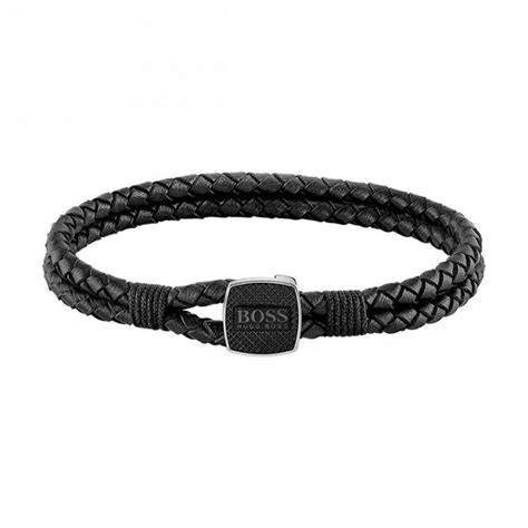 Boss Bracelet Homme Acier Et Cuir Noir 1580047S GPerduMesAiguilles